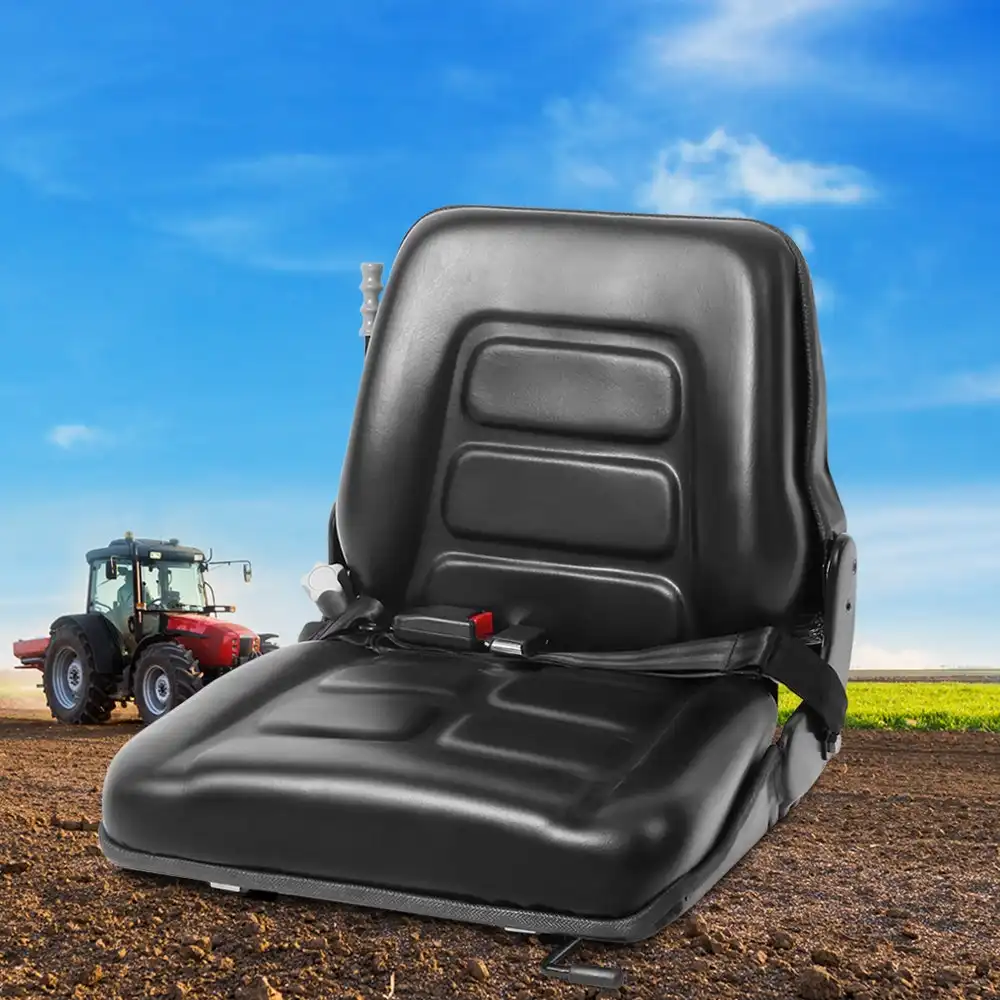Giantz Tractor Seat Universal Forklif Excavator Truck Bobcat Leather Backrest