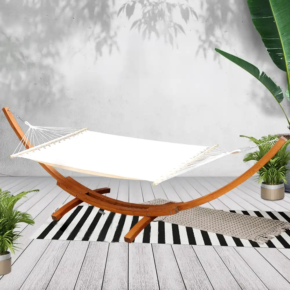 Gardeon Wooden Hammock Chair with Stand Double Bed Outdoor Furniture Sun Lounger Timber