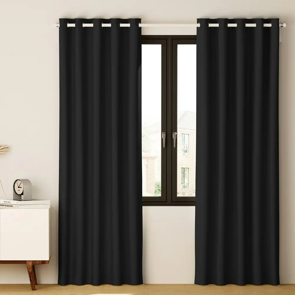 Artiss 2X Blockout Curtains Eyelet 300x230cm Black