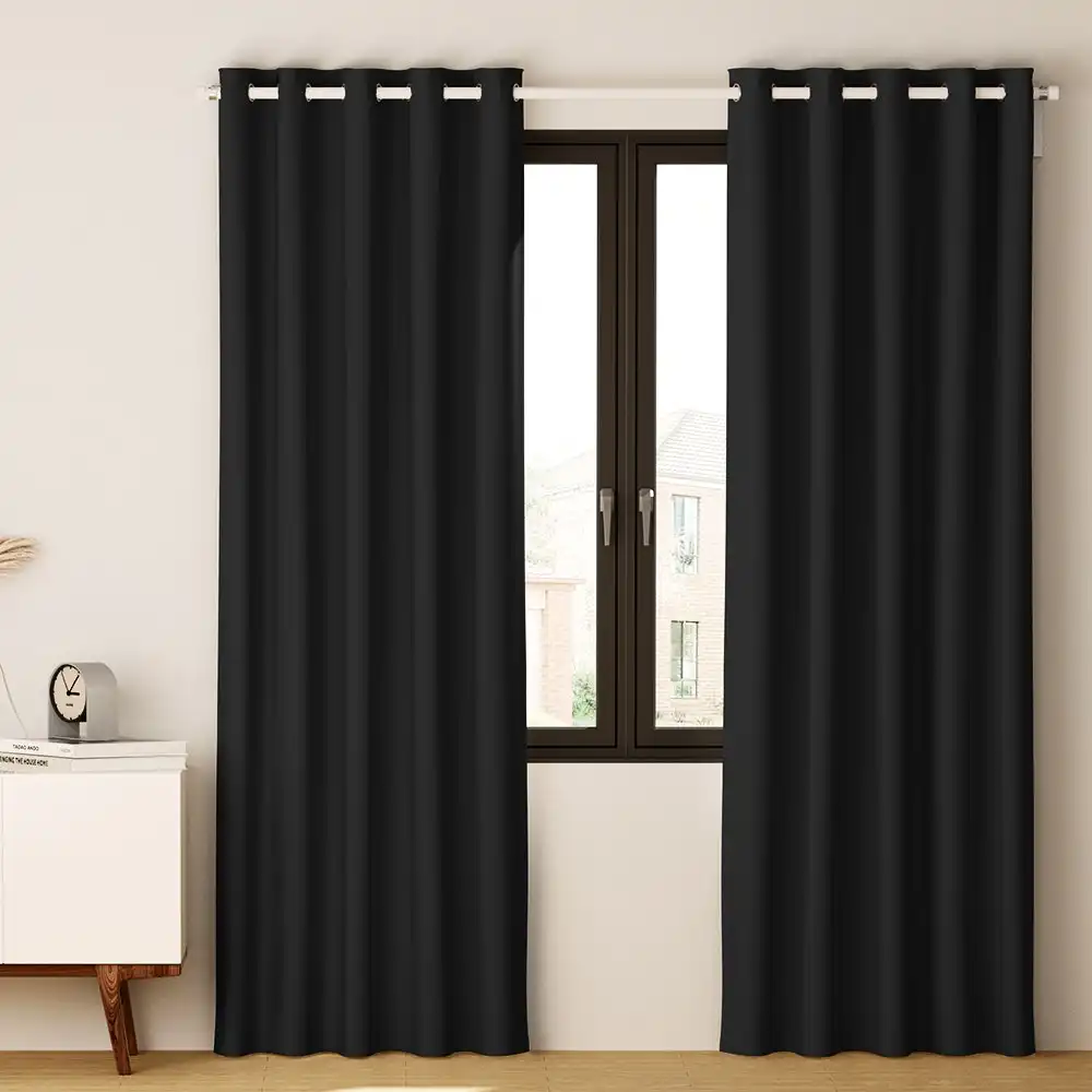 Artiss 2X Blockout Curtain Eyelet 140x230cm - Black