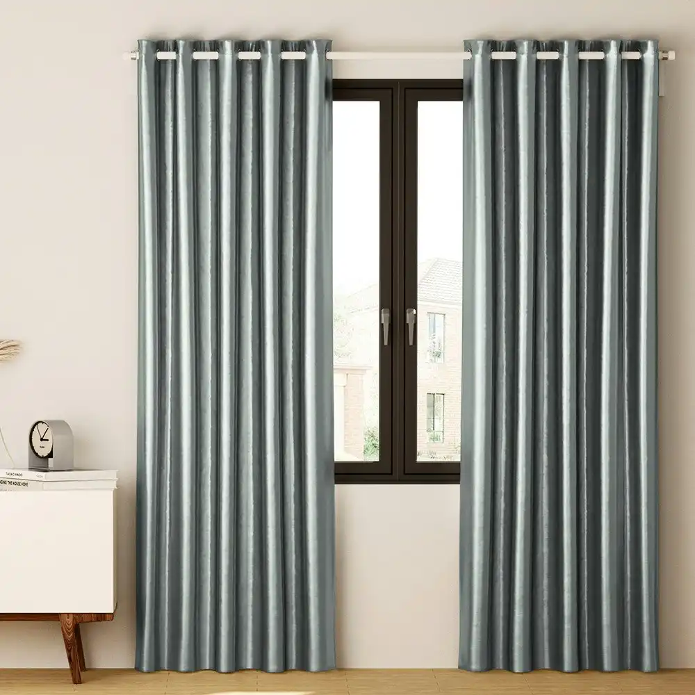 Artiss 2X Blockout Curtain Eyelet 300x230cm - Grey(Shine)