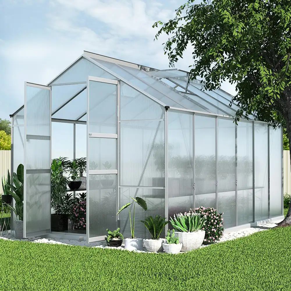 Greenfingers Aluminium Greenhouse Green House Garden Shed Polycarbonate 3.7x2.5M