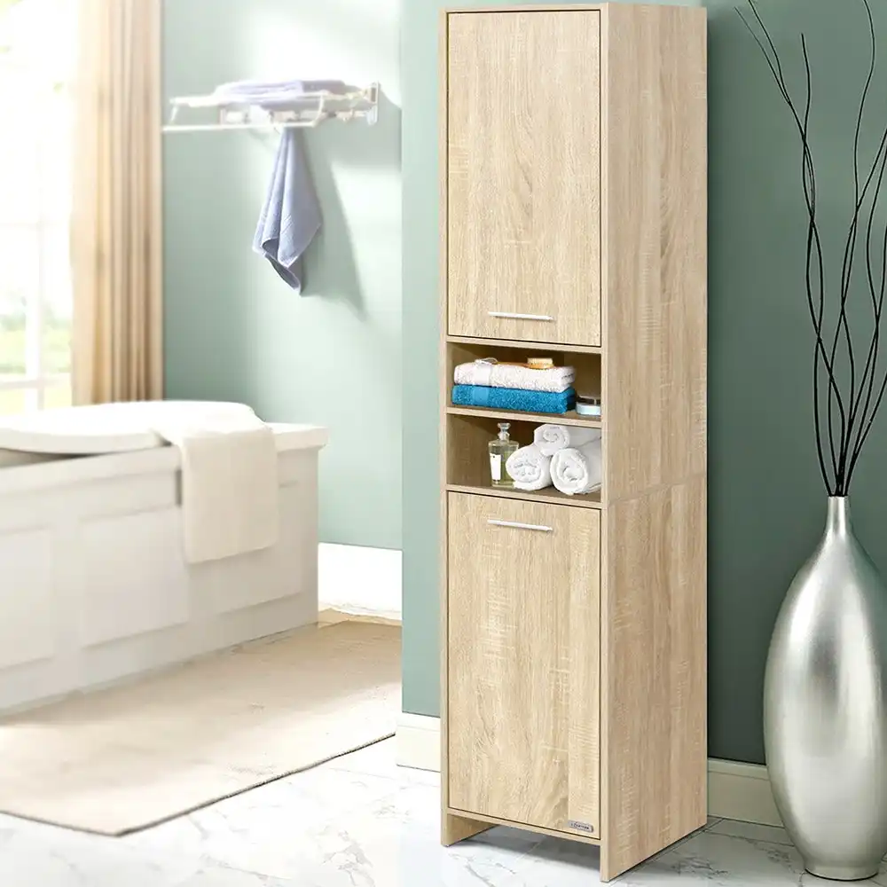 Artiss Bathroom Storage Cabinet Shelf 185CM Toilet Furniture Organiser Laundry Cupboard Space Saver Oak