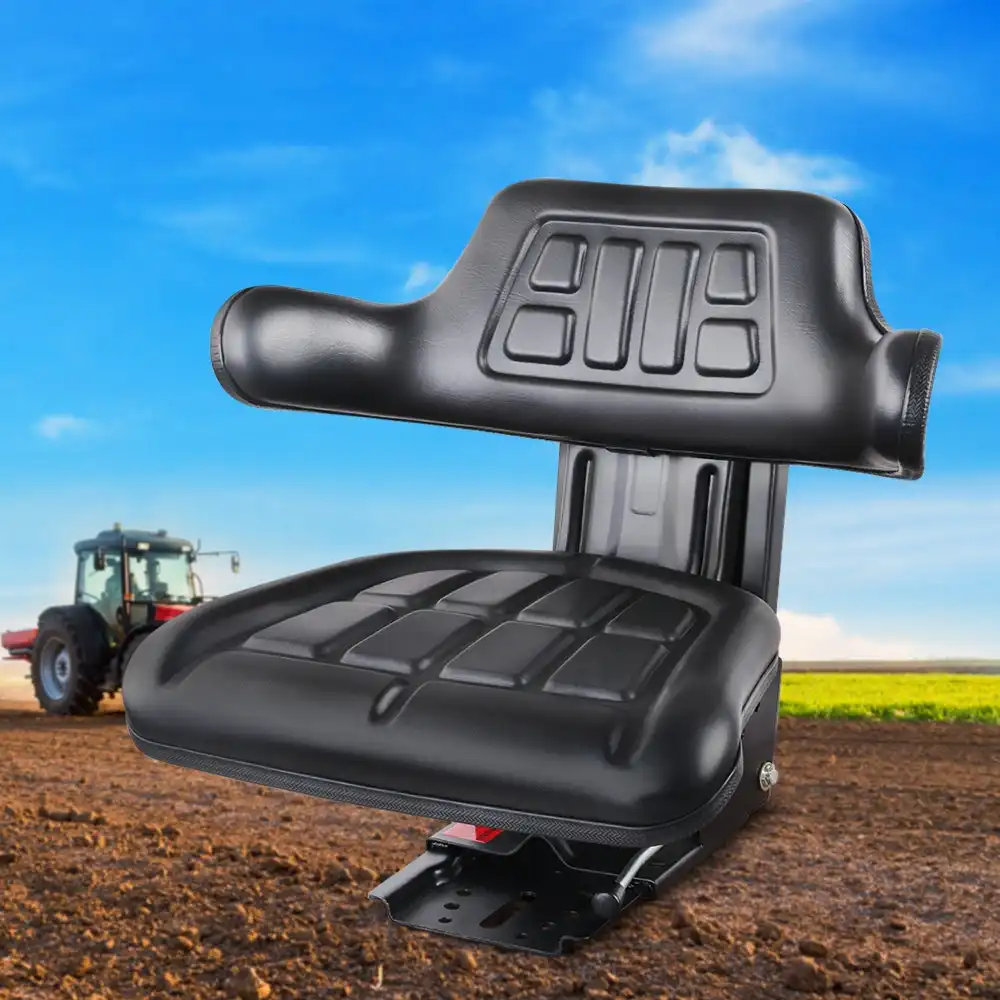 Giantz Tractor Seat Universal Excavator Truck Adjustable Backrest Suspension Leather