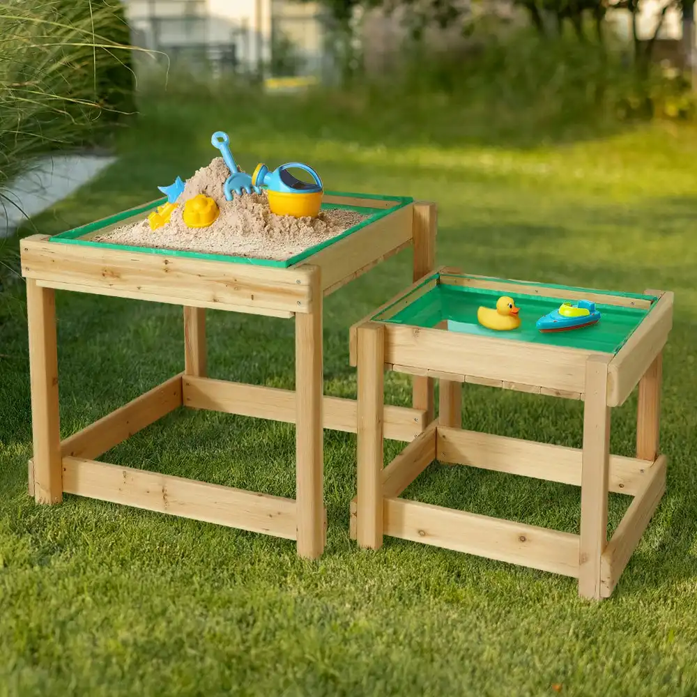 Keezi Kids Sandpit Sand and Water Wooden Table with Cover