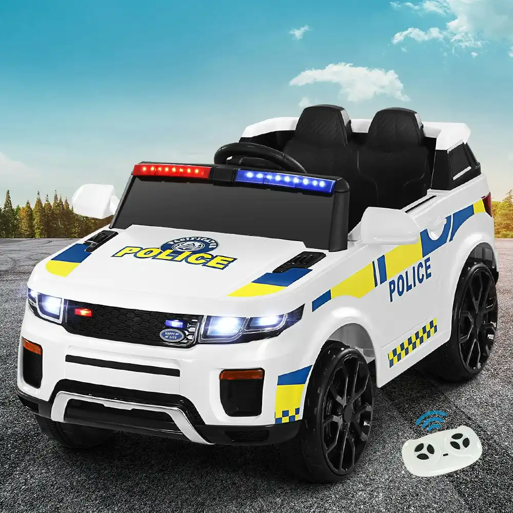 Rigo Ride On Car Kids Electric Patrol Police Toy Cars12V White