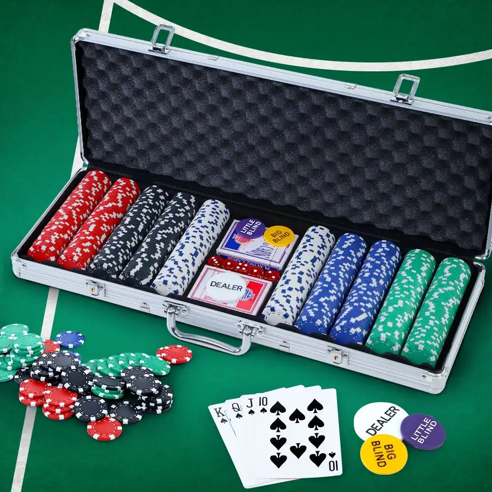 Poker Chip Set 500PC TEXAS HOLD'EM Casino Dice Cards Party
