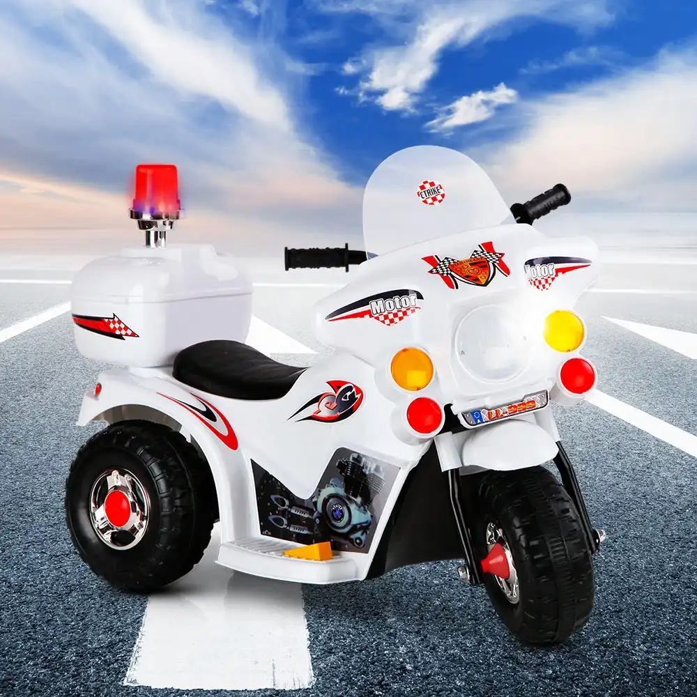 Rigo Ride On Motorbike Police Car Motorcycle - White