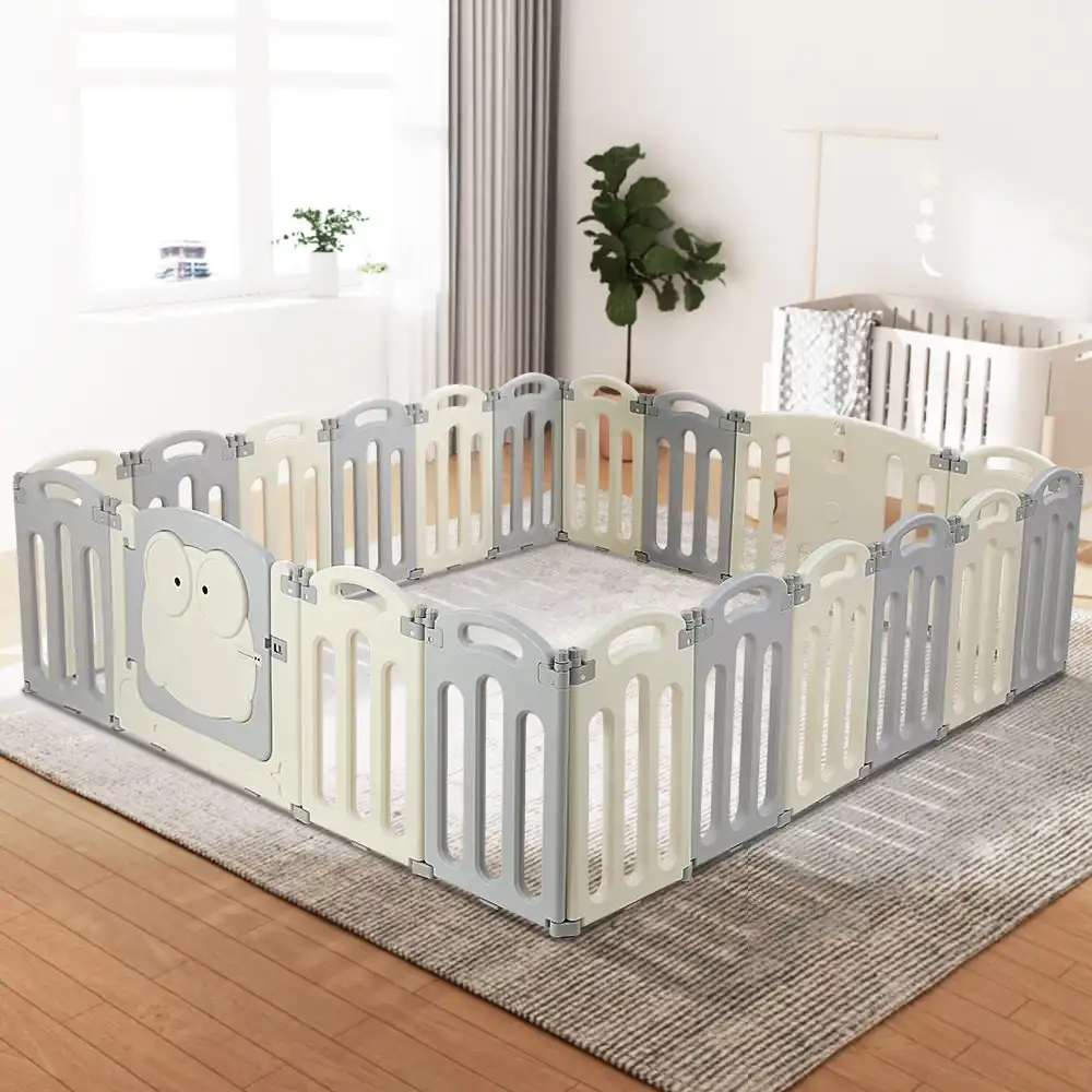 Keezi Baby Playpen 20 Panels Foldable Safety Gate Grey