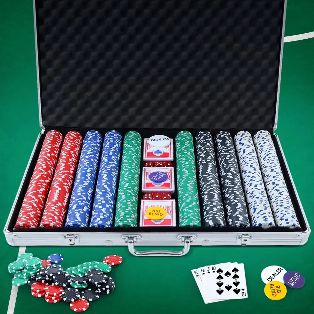Poker Chip Set 1000PC TEXAS HOLD'EM Casino Dice Cards Party