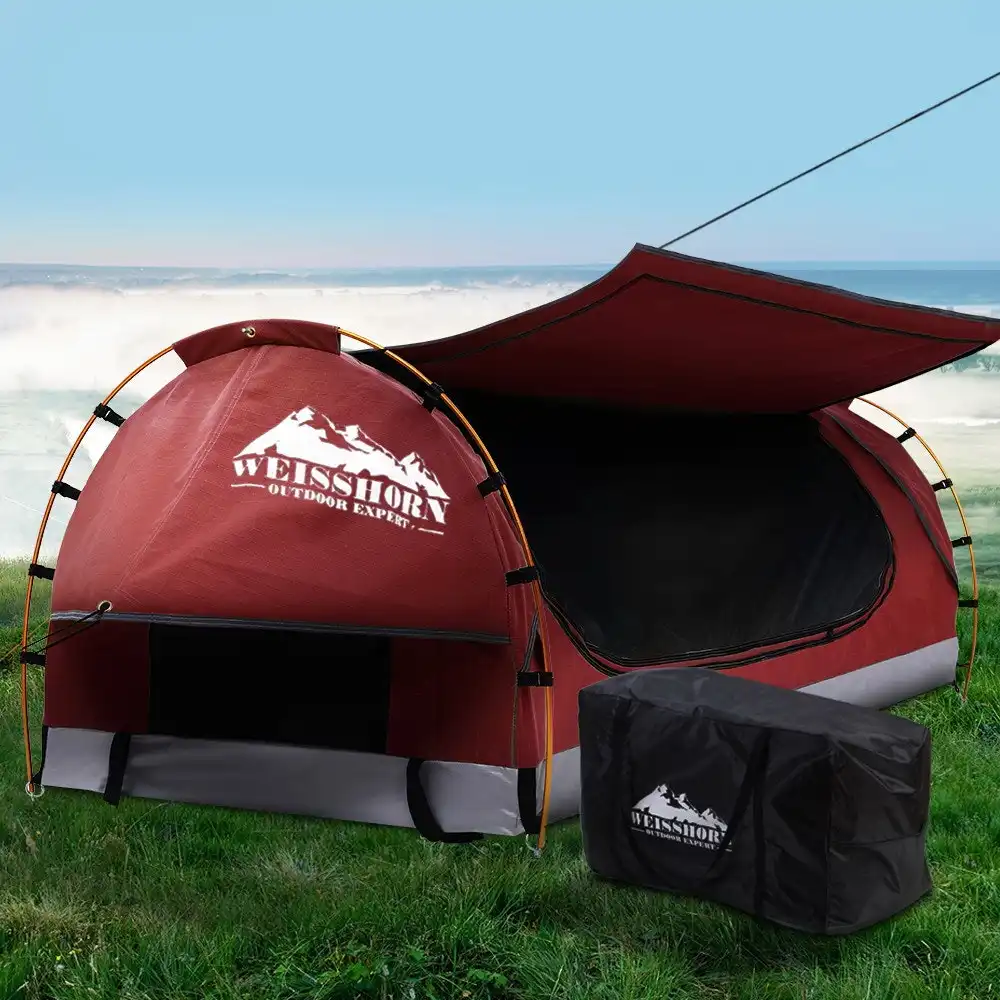 Weisshorn Swag King Single Camping Swags Tent Red with 7CM Mattress