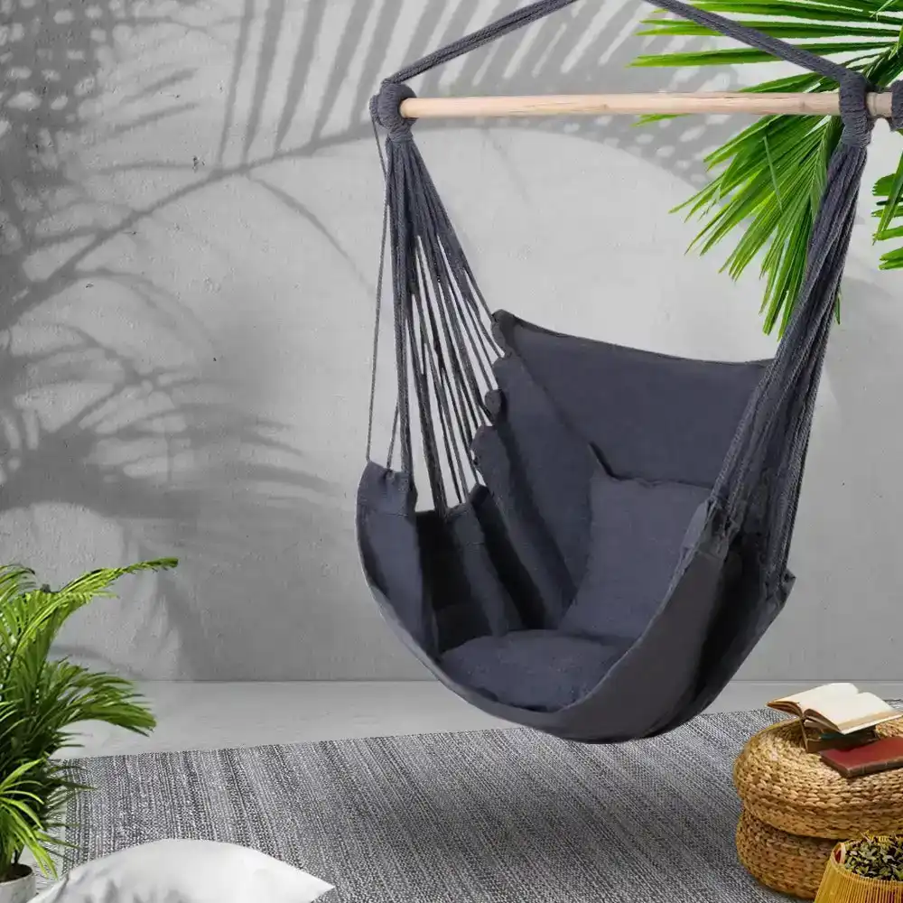 Gardeon Outdoor Hammock Chair with 2 Pillows Portable Camping Hanging Hammocks Grey