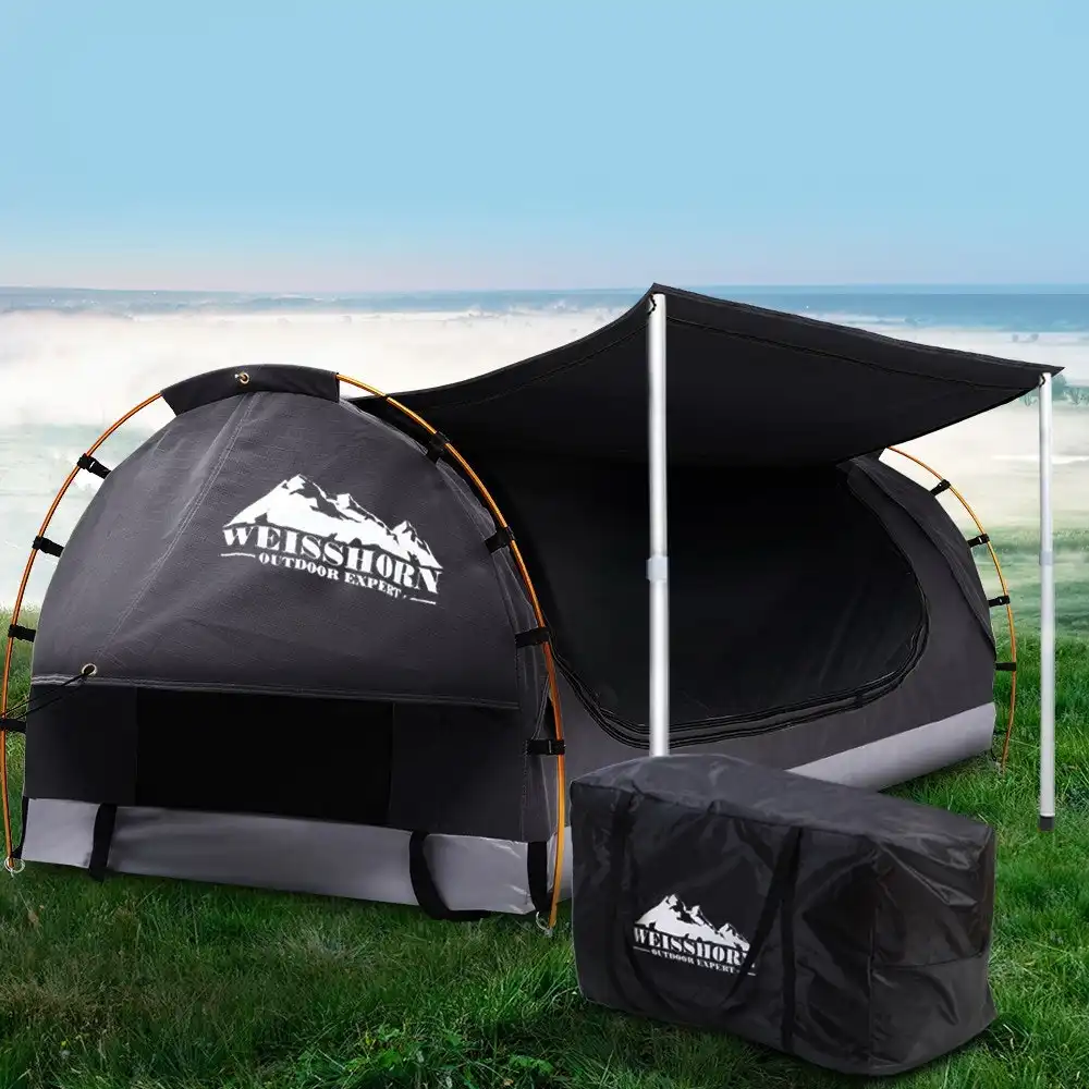 Weisshorn Swag Double Swag Camping Swags Tent Dark Grey with 7CM Mattress
