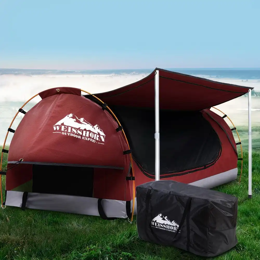 Weisshorn Swag Double Swag Camping Swags Tent Red with 7CM Mattress
