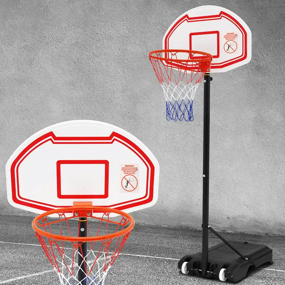 Everfit Basketball Hoop Stand System Height Adjustable Portable Net Ring White