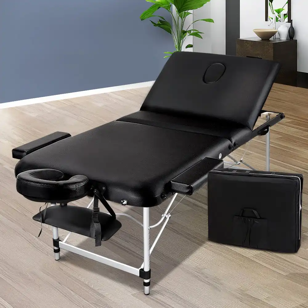 Zenses 75cm Portable 3 Fold Aluminium Massage Table Therapy Beauty Waxing Bed