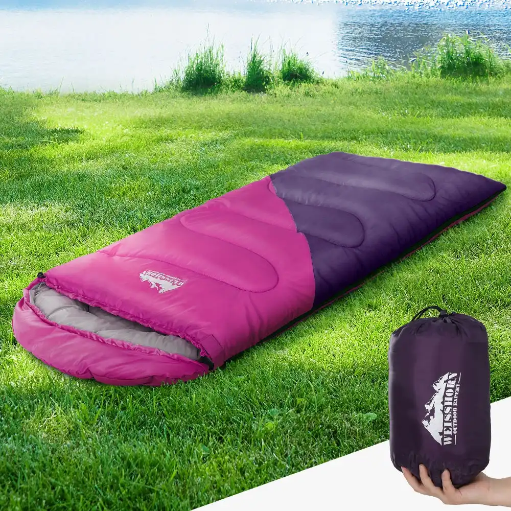 Weisshorn Kids Sleeping Bags 136cm Camping Hiking Pink