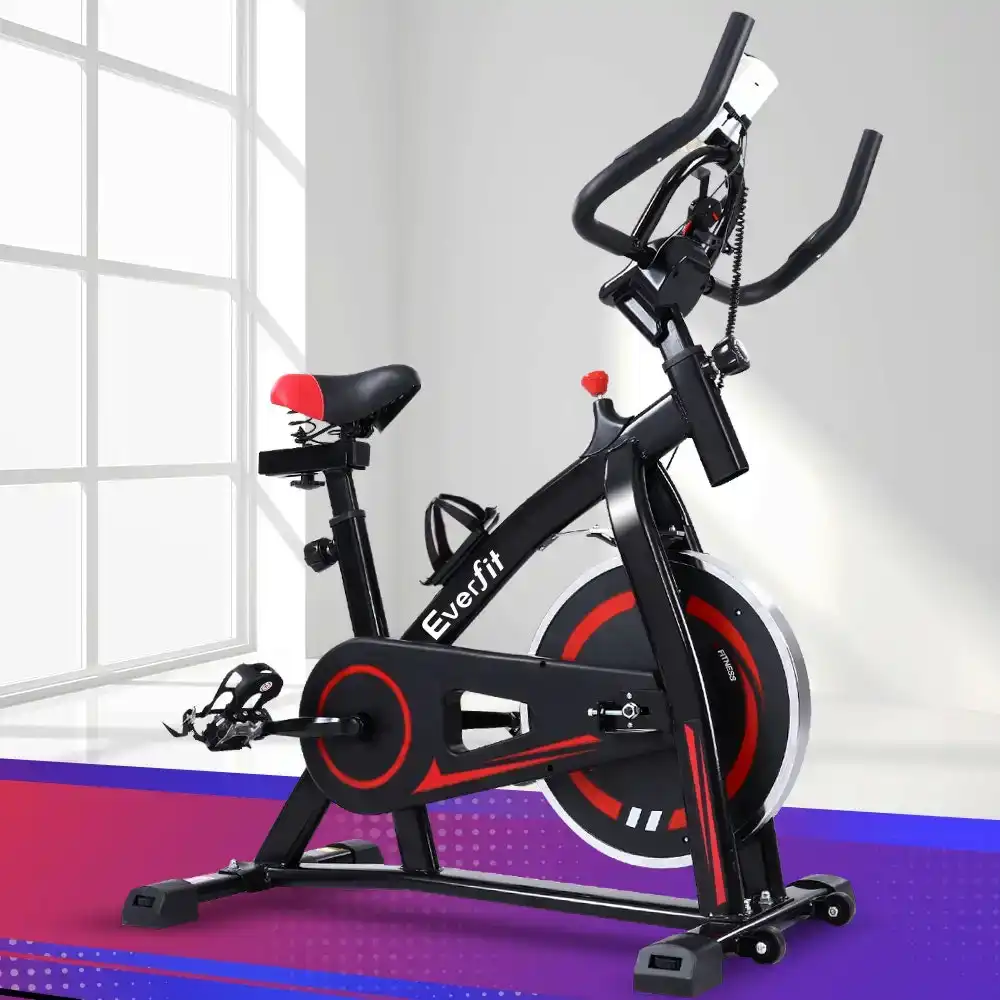 Everfit Spin Bike Flywheel Exercise Bike Home Gym Trainer Fitness Black