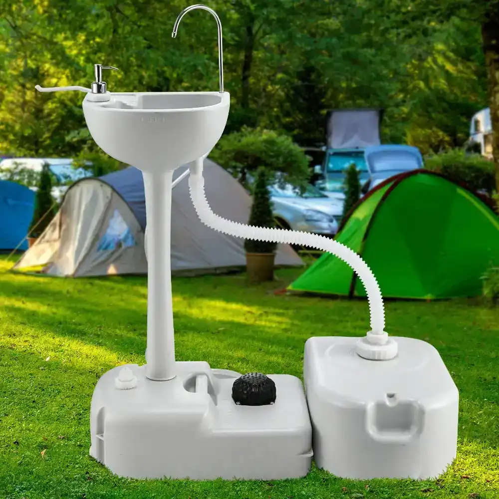 Weisshorn Portable Camping Water Sink 43L Wash Basin Stand Faucet