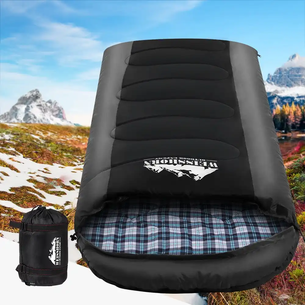 Weisshorn Sleeping Bag Bags Aldult Single Camping Winter Thermal Black