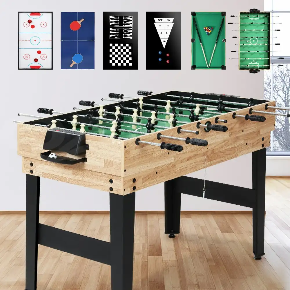 10-in-1 Games Table Soccer Foosball Pool Table Tennis Air Hockey Chess Cards