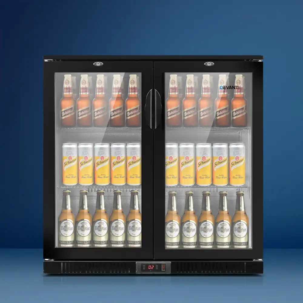Devanti 2 Door Bar Fridge 198L Commercial Refrigerator Cooler