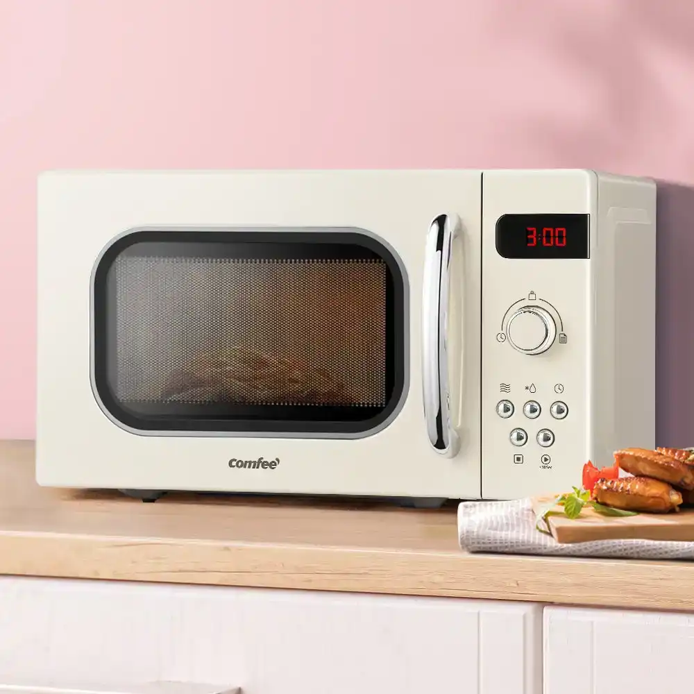 Comfee 800W Microwave Oven Countertop Kitchen Cooker 20L Cream