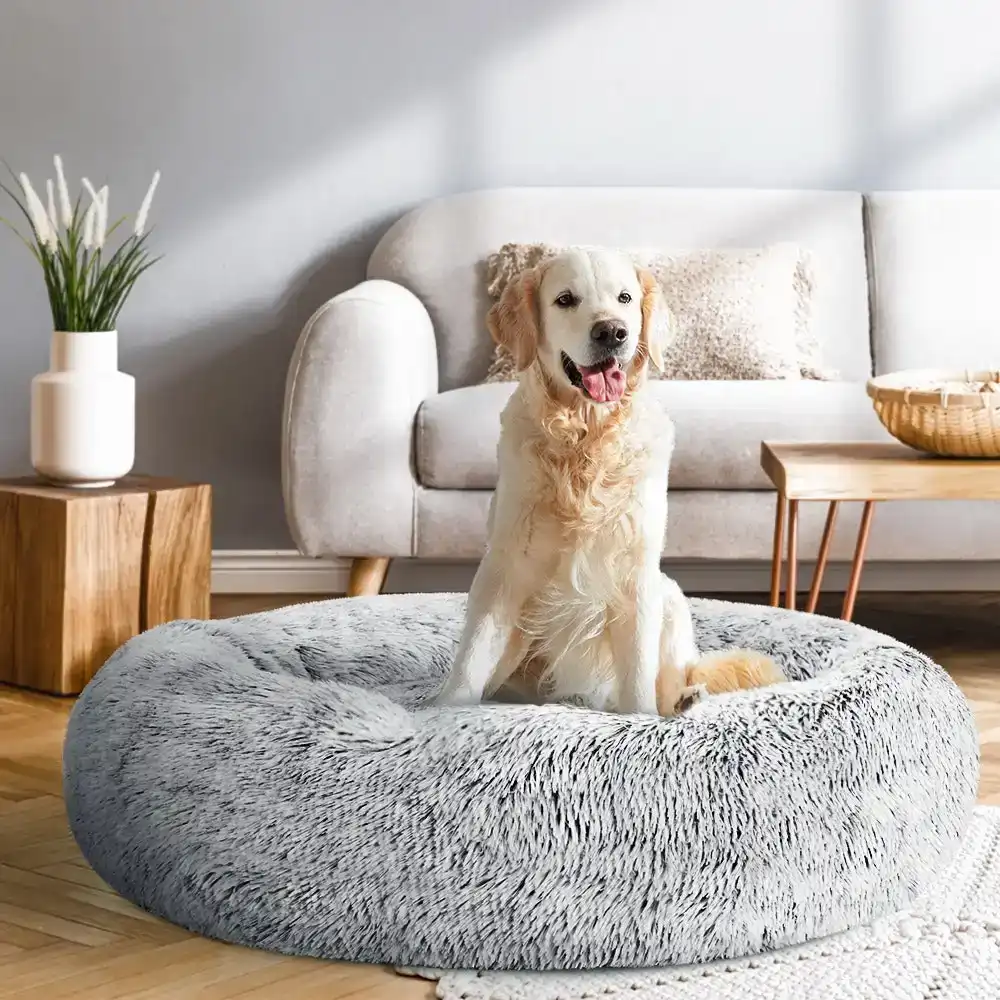 i.Pet Dog Bed Large Calming Plush Pet Bed 90cm Charcoal