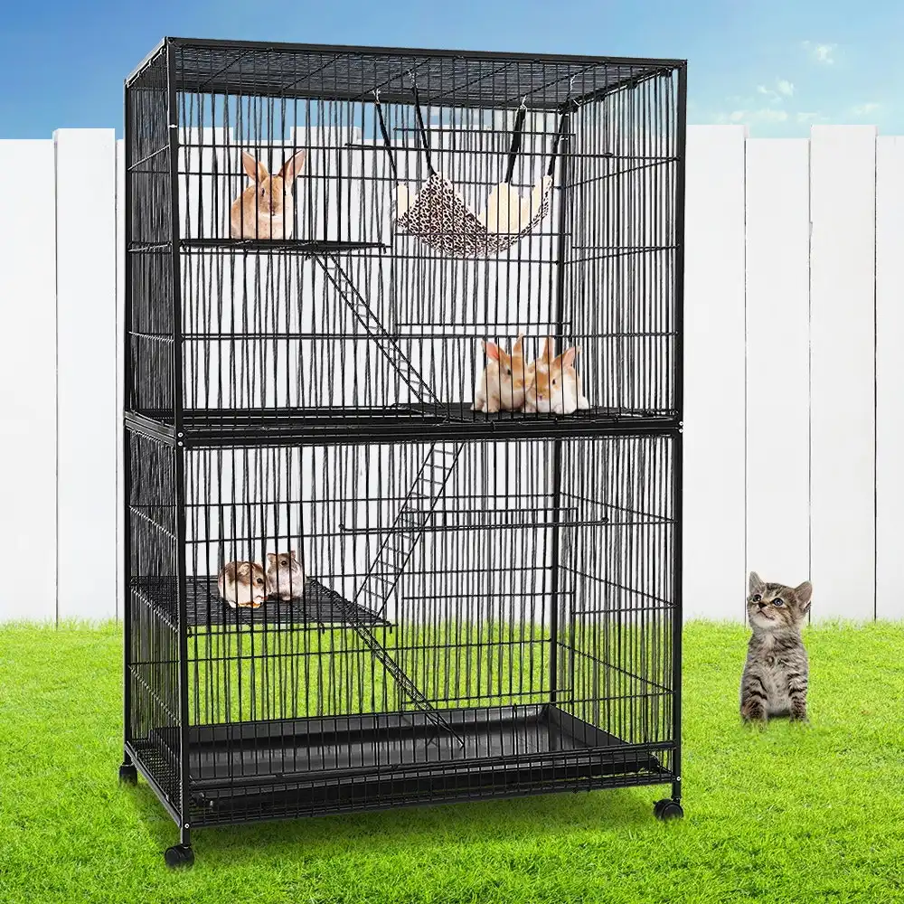 i.Pet Rabbit Cage Bird Cages 4 Level Ferret Parrot Aviary Cat Hamster Castor 142cm