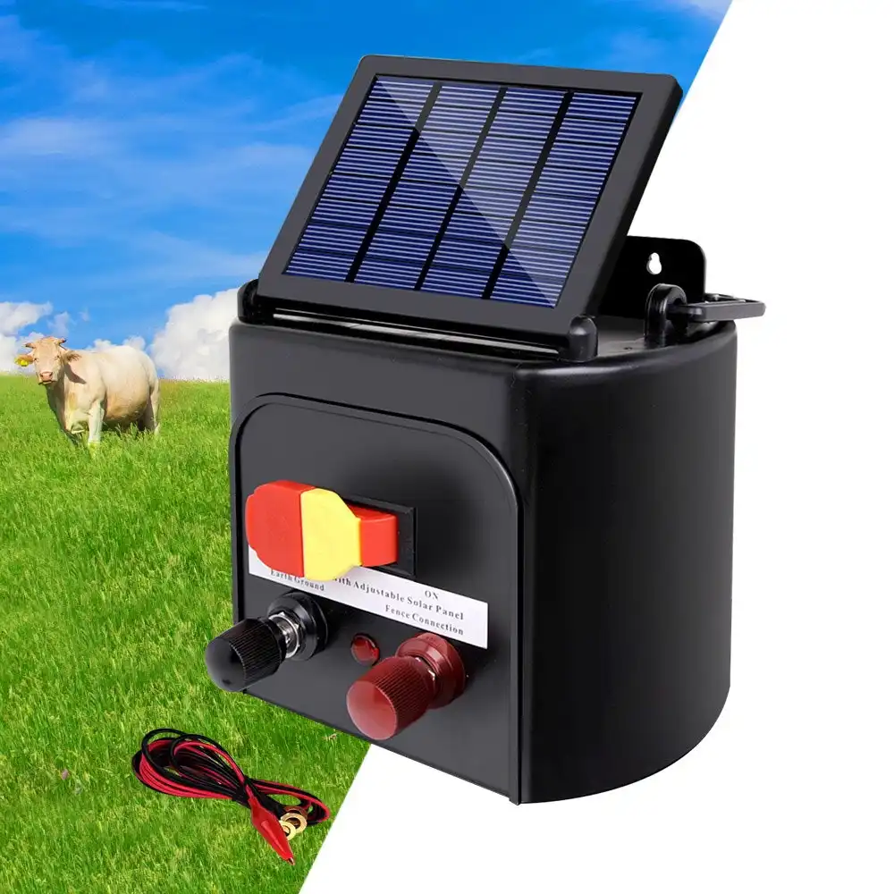 Giantz Fence Energiser Electric 3km Solar Charger 0.1J Farm Pet Animal