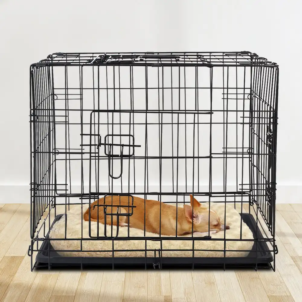 i.Pet Dog Cage 24" Pet Crate Carrier Puppy Foldable Metal Kennel Portable 3 Doors Heavy Duty