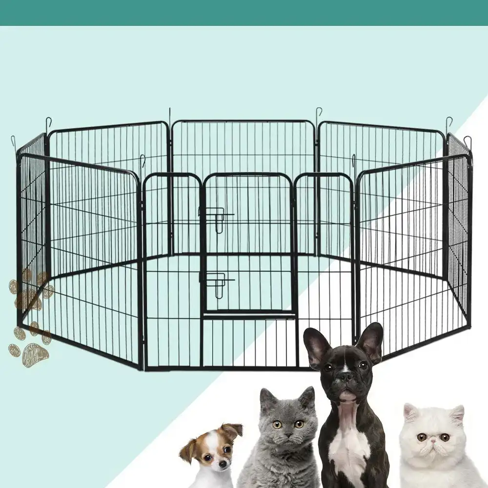 i.Pet 32" 8 Panel Pet Dog Playpen Puppy Exercise Cage Enclosure Fence Cat Play Pen XL 80x80cm