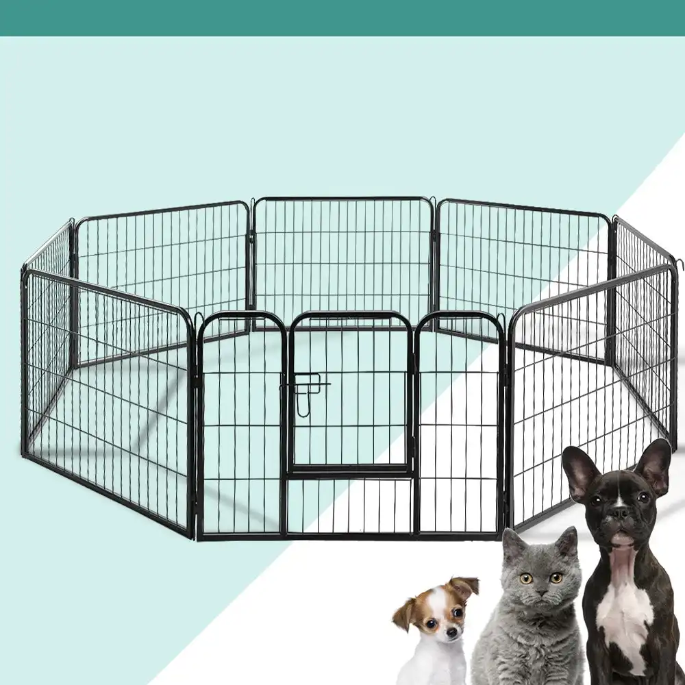 i.Pet 24" 8 Panel Pet Dog Playpen Puppy Exercise Cage Enclosure Fence Cat Play Pen L 61x80cm