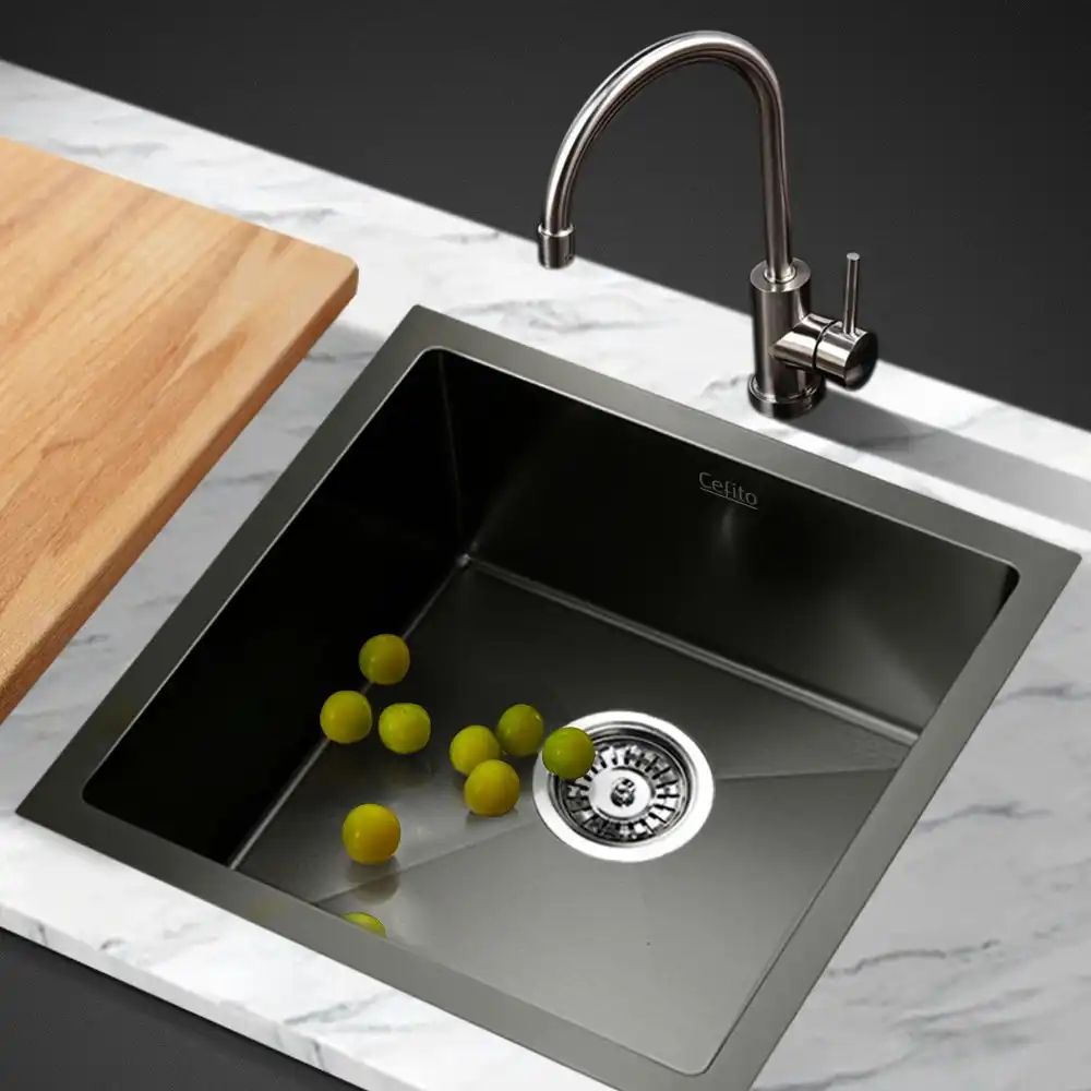 Cefito Kitchen Sink 44x44CM Stainless Steel Sink Sinks Handmade Black