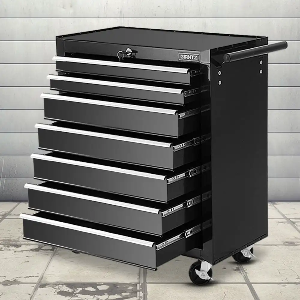 Giantz 7 Drawer Tool Box Cabinet Chest Storage Toolbox Garage Organiser Black