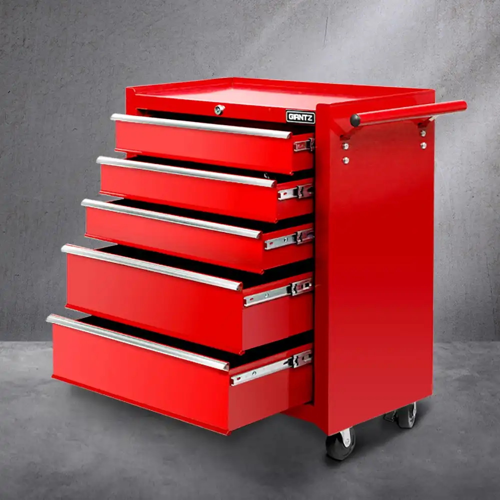 Giantz 5 Drawer Tool Box Cabinet Chest Storage Toolbox Garage Organiser Red