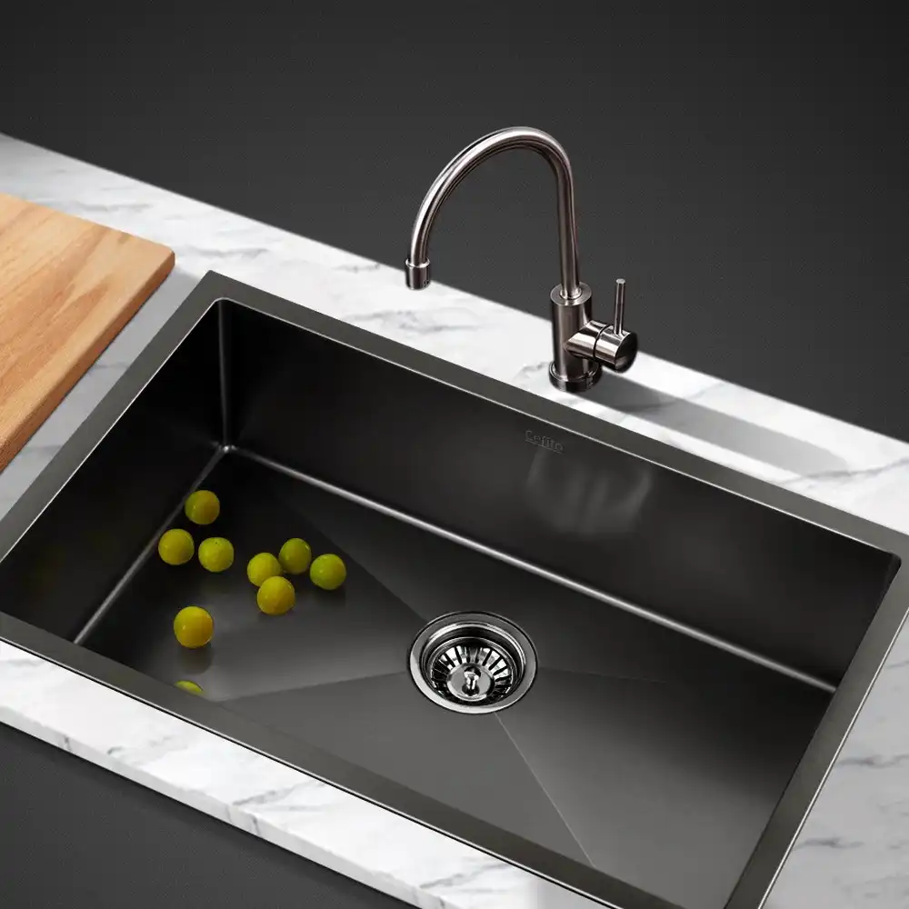 Cefito Kitchen Sink 70x45CM Stainless Steel Sink Sinks Handmade Black