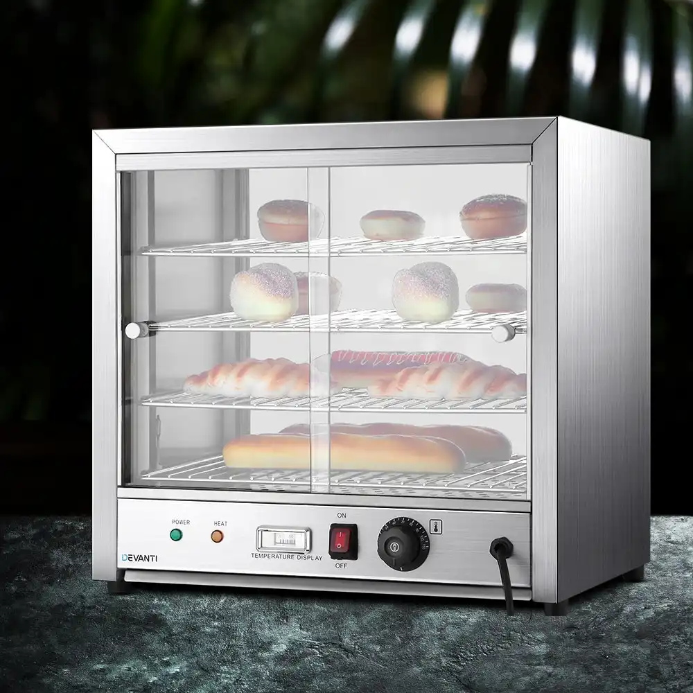 Devanti Commercial Food Warmer Pie Hot Display Showcase Stainless Steel