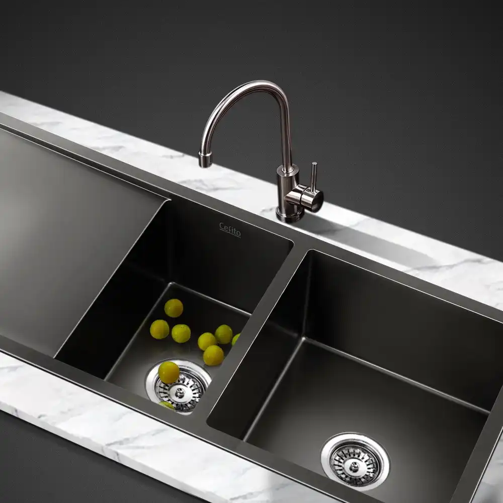 Cefito Kitchen Sink 100x45CM Stainless Steel Sink Sinks Handmade Black