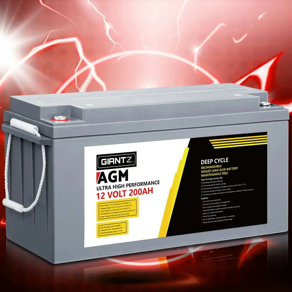 Giantz Deep Cycle Battery 200Ah 12V AGM Power Potable