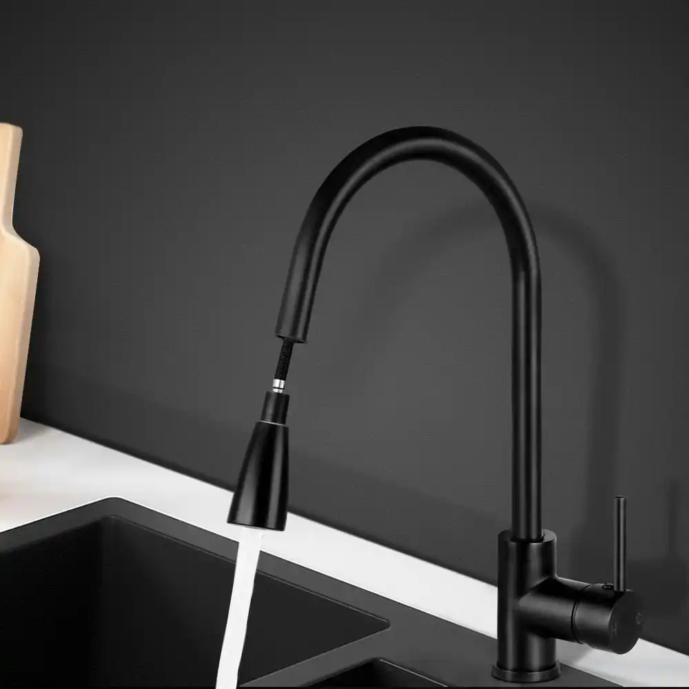 Cefito Kitchen Tap Faucet Mixer Tap Pull Out Sink Faucets Swivel WELS Black