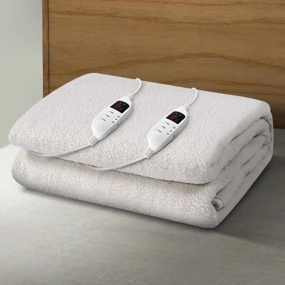 Giselle Electric Blanket Fleece Double Size Fitted Washable Heated Winter Warm