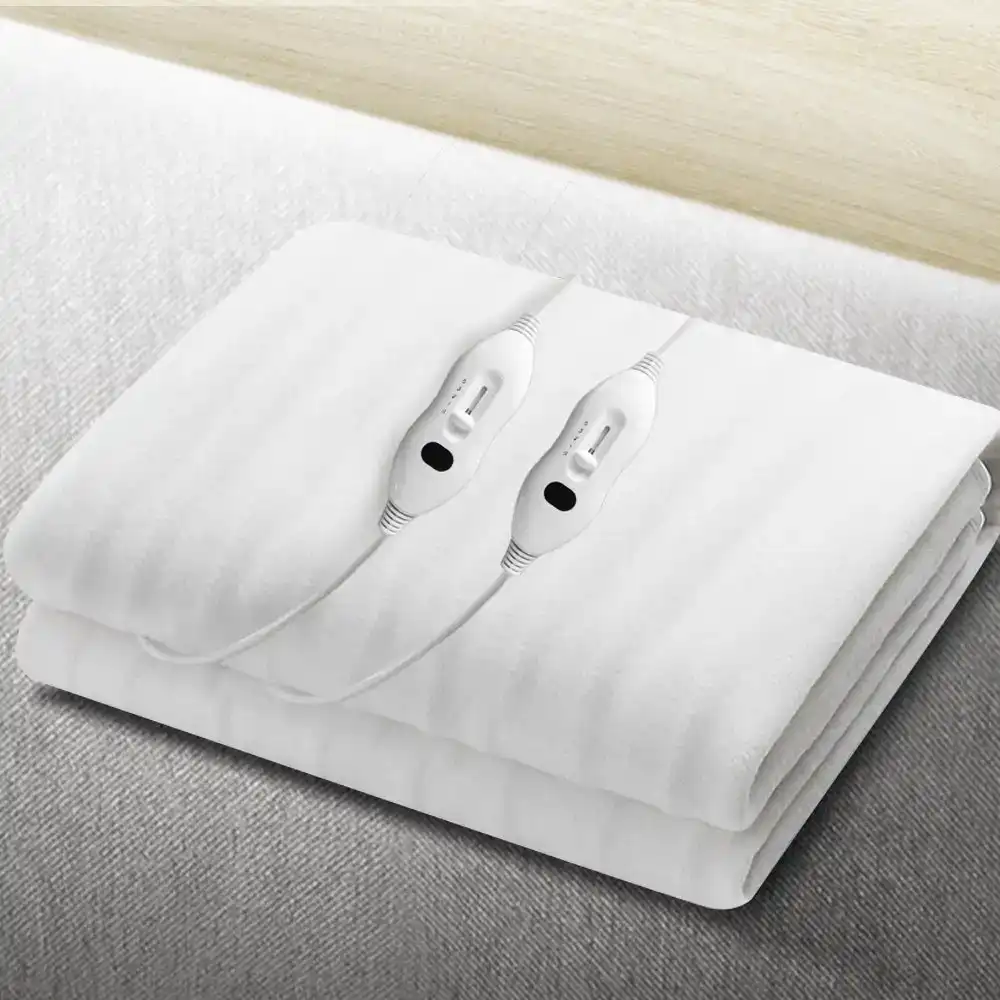 Giselle Bedding Electric Blanket Queen Size Polyester Fully Fitted Heated Bed Sheet Pad Underblanket Winter Warming Dual Remote Controllers Washable