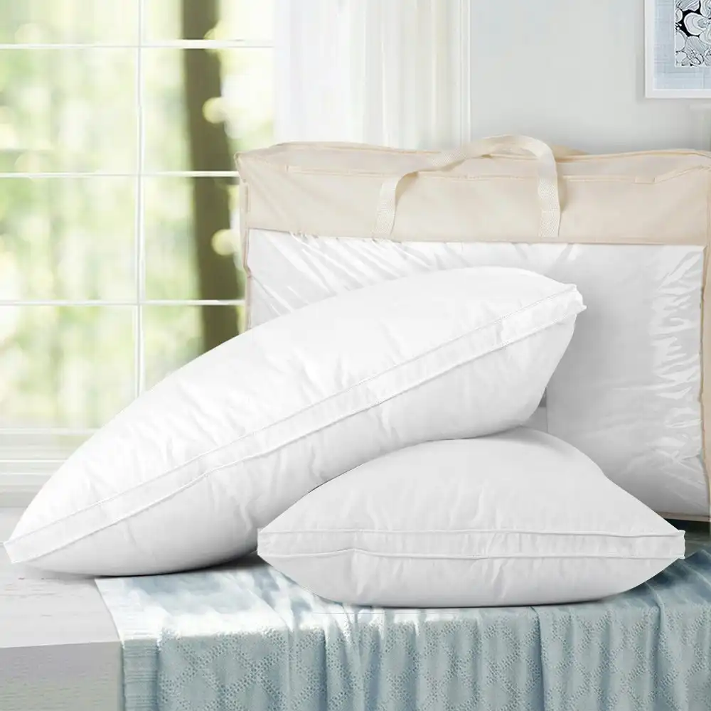 Giselle Pillow Duck Feather Down Pillows Contour Pillow Twin Pack Cotton Cover Cushion Neck Support