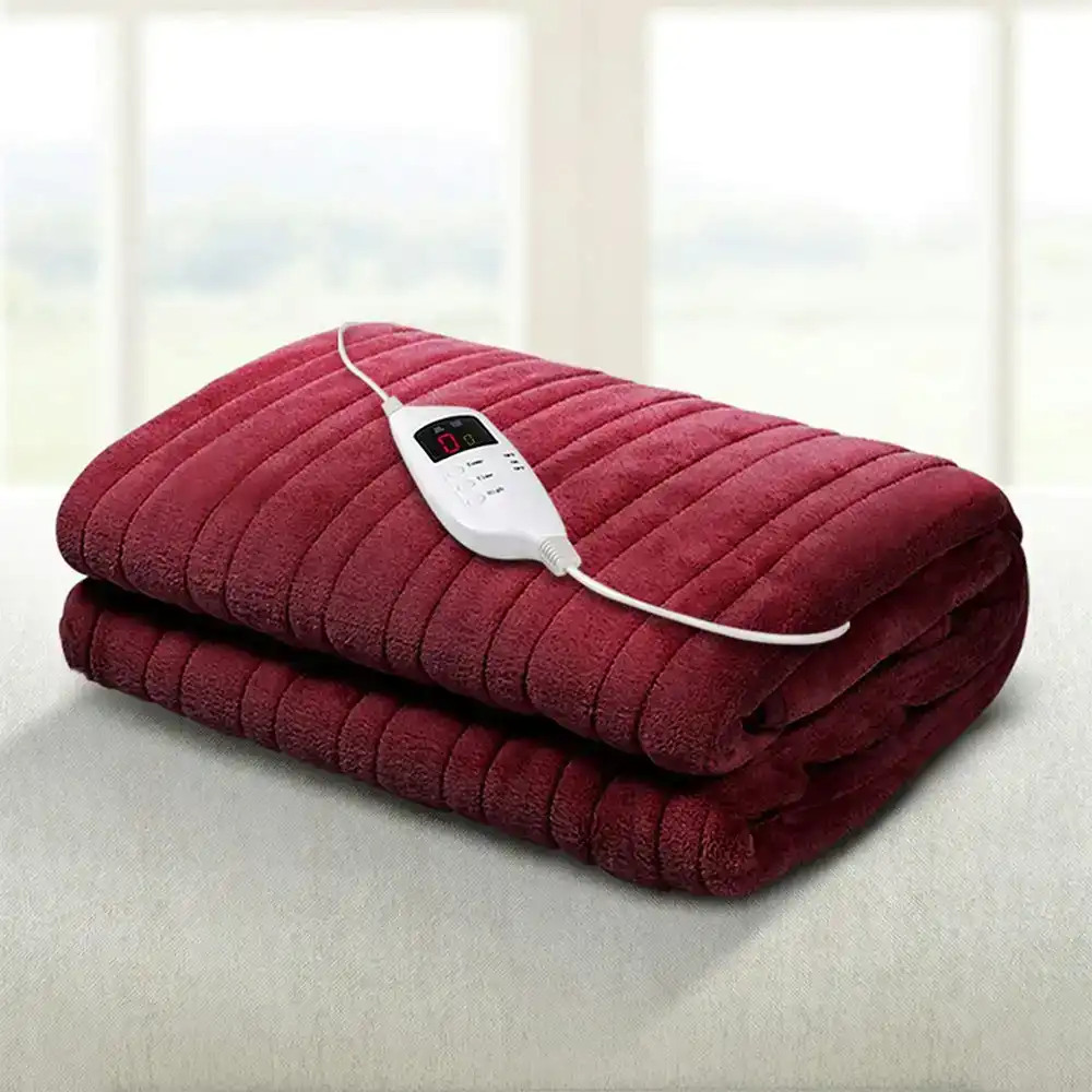 Giselle Bedding Washable Heated Electric Throw Rug Snuggle Blanket Fleece Red
