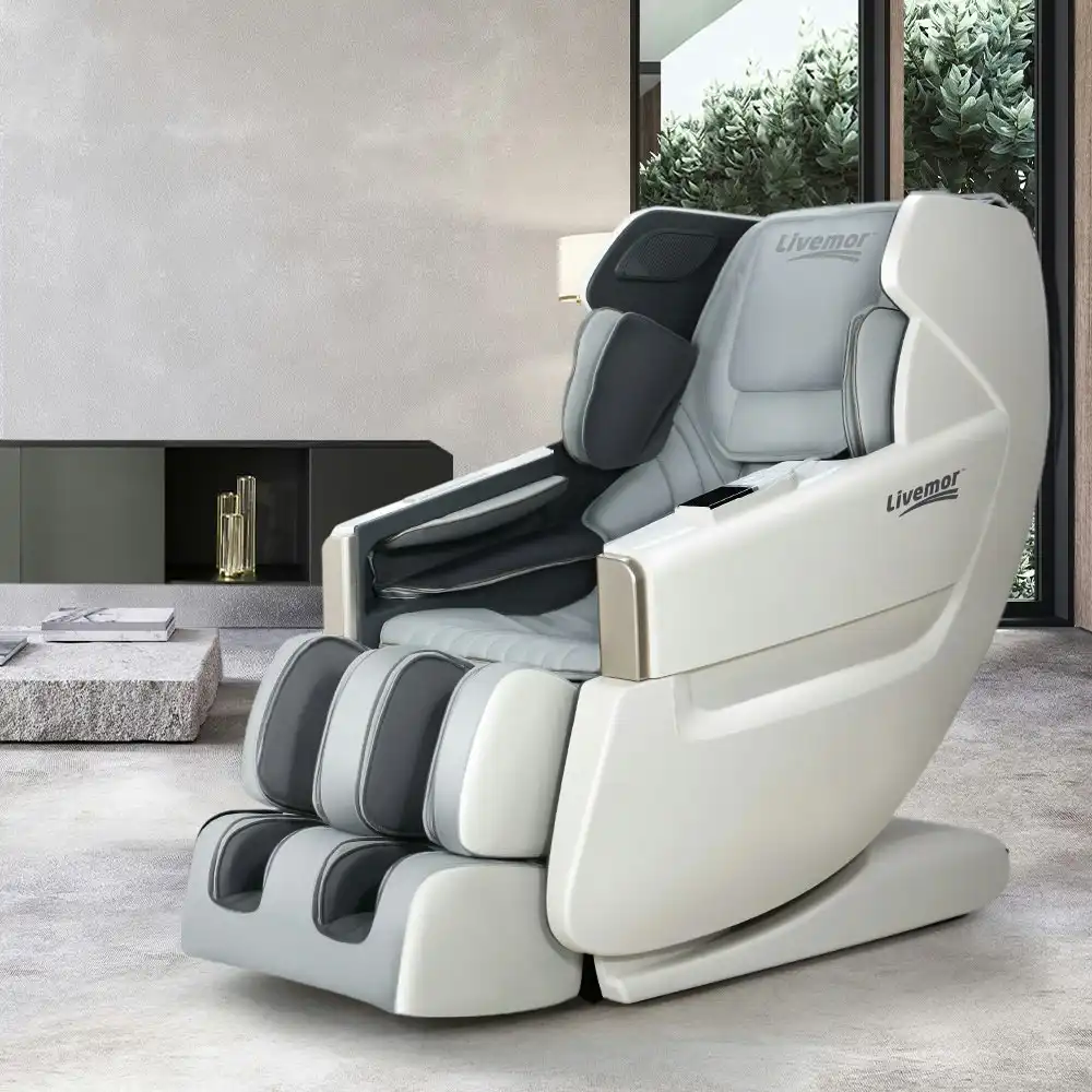 Livemor Massage Chair Electric Recliner Massager White Varitas
