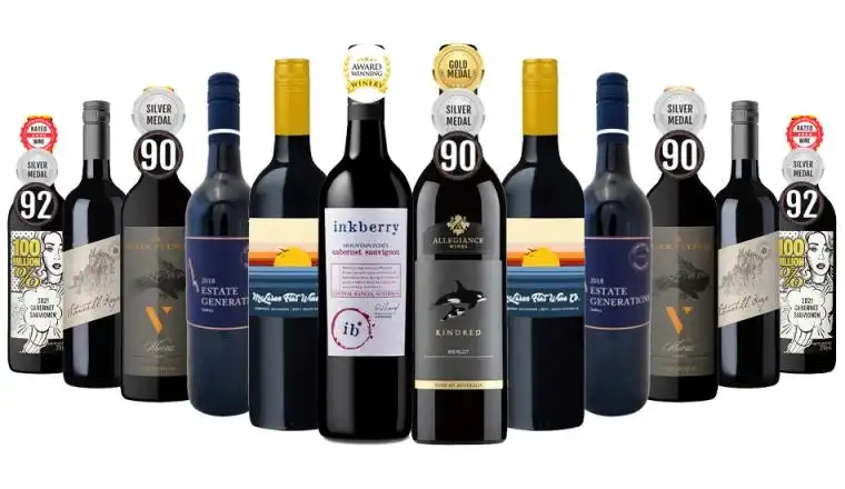 Stellar Premium Red Wines Mixed - 12 Bottles including wines from Award Winning Winery with Gold & Silver Medal