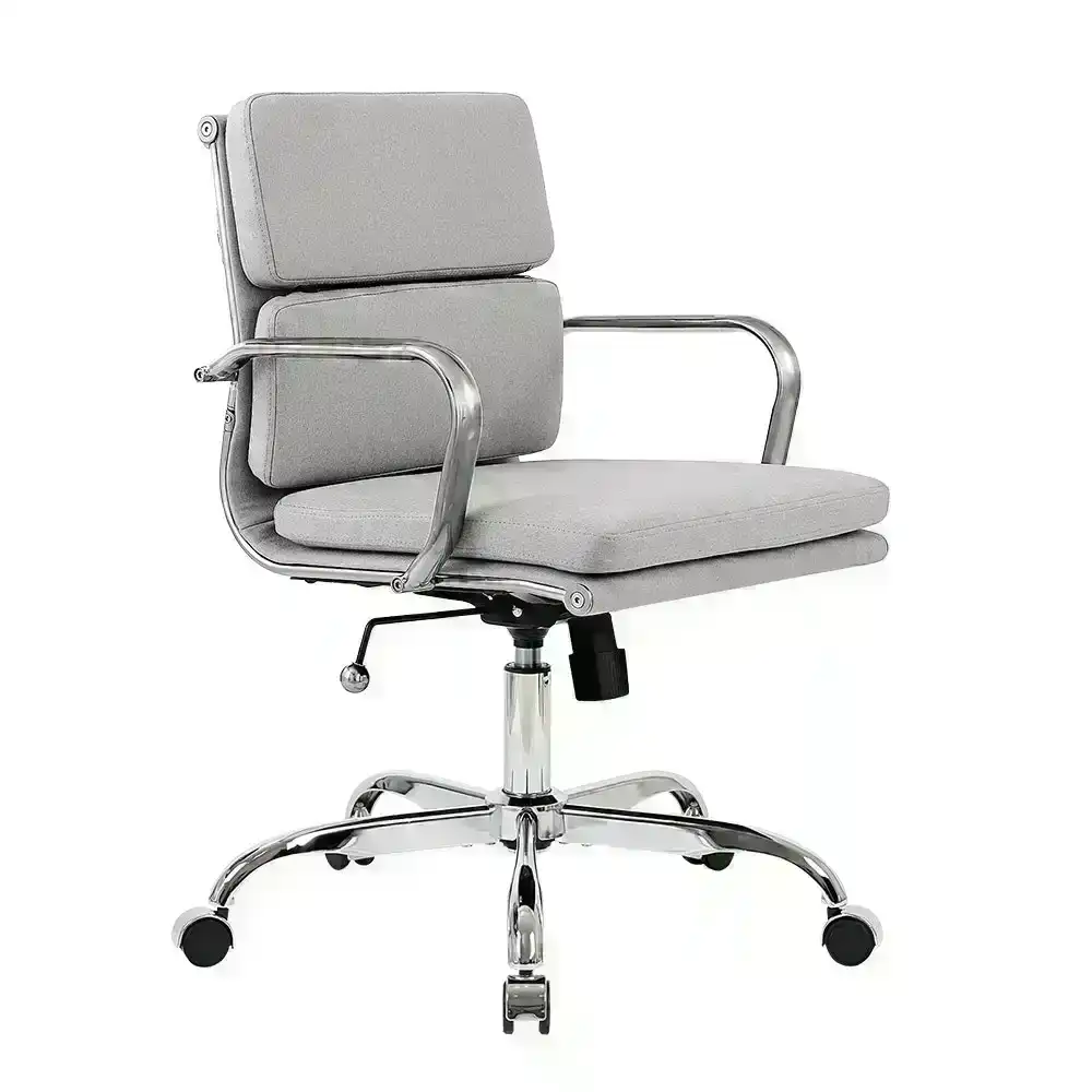 Furb Office Chair Executive Mid-Back Fabric Seat Light Grey