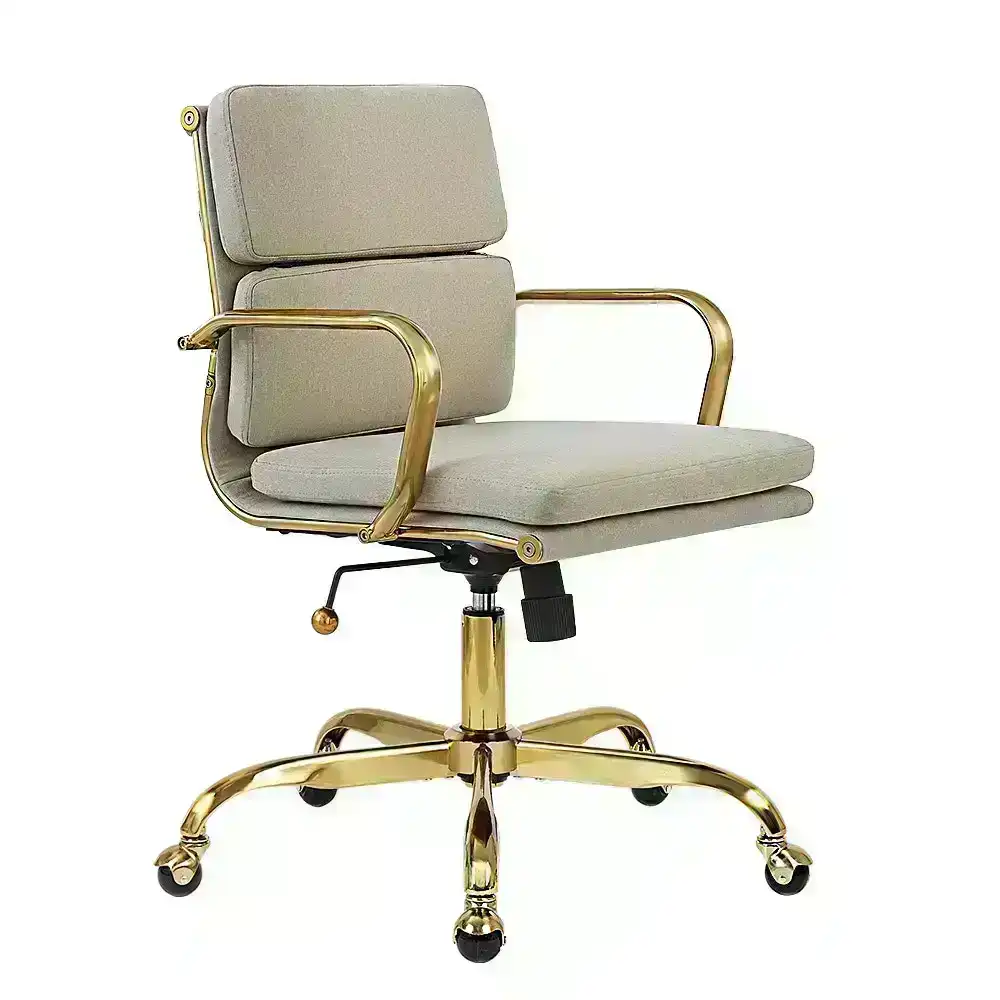 Furb Office Chair Executive Ergonomic Gaming Mid-Back Fabric Seat Beige