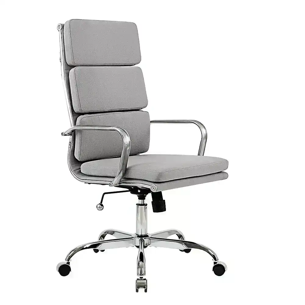 Furb Office Chair Executive Ergonomic Gaming High-Back Fabric Seat Light Grey